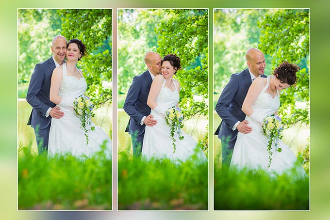 Hochzeitsfoto dreier Collage